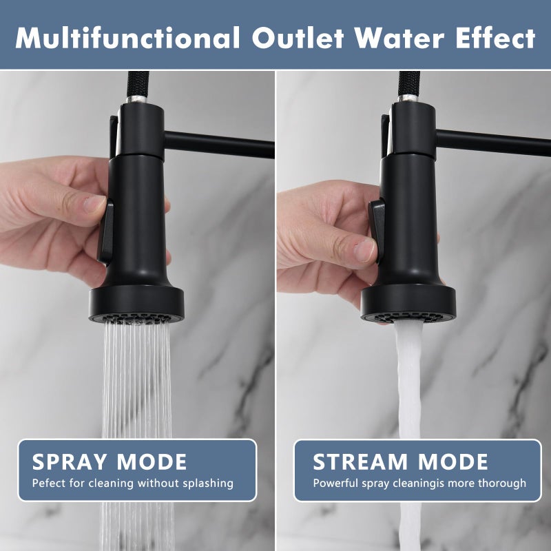 GIMILI Kitchen Faucet with Pull Down Sprayer Single Hole Stainless Steel Sink Faucet, Suitable for Farmhouses, RV, Laundry Room, Outdoor, and Campers. Llave para fregadero de cocina Black and Nickel - Image 5
